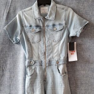 Lightwash Short Sleeve Denim Jumpsuit Boilersuit Unionsuit